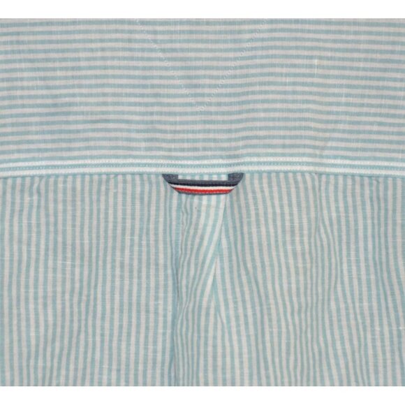 Tommy Hilfiger Mens Blue Linen Blend Striped Button Up Long Sleeve Shirt Size XL - Picture 6 of 9